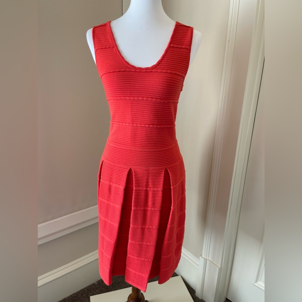 COPY - Flame orange milly degrade chevron flare dress
